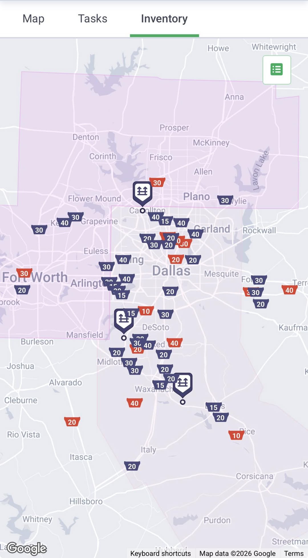 American AF Dumpsters inventory all over Dallas and Fort Worth Texas