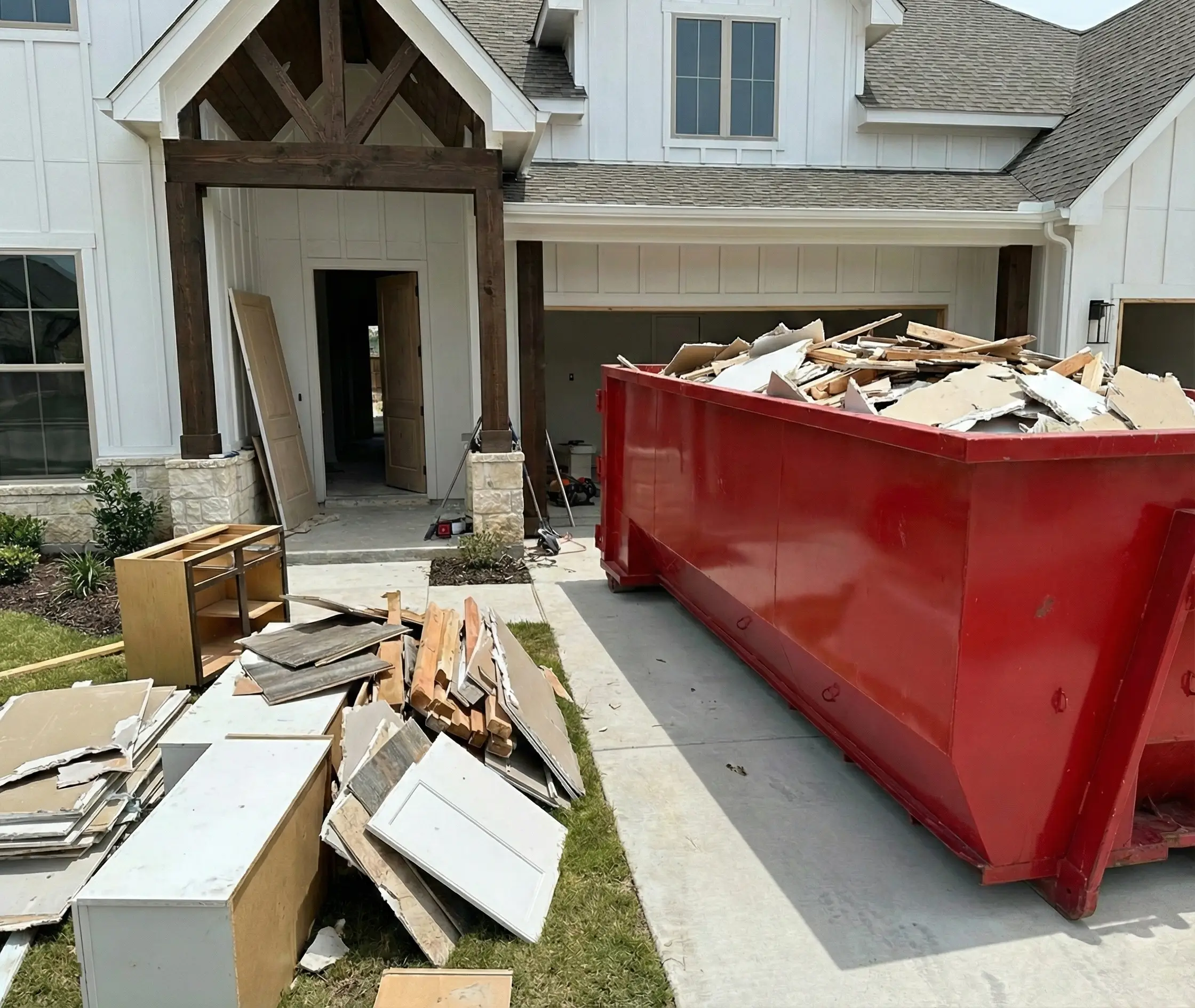 DIY renovation project debris needing dumpster rental