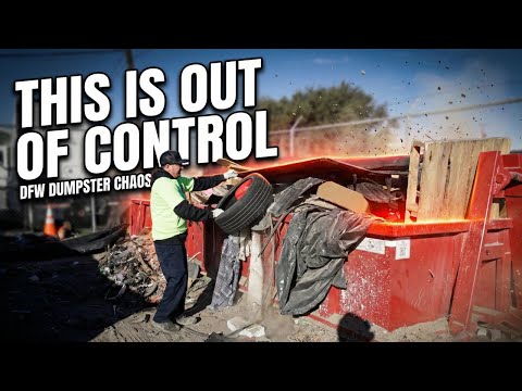 dumpster rental challenges in tight DFW parking lot with professional truck maneuvering